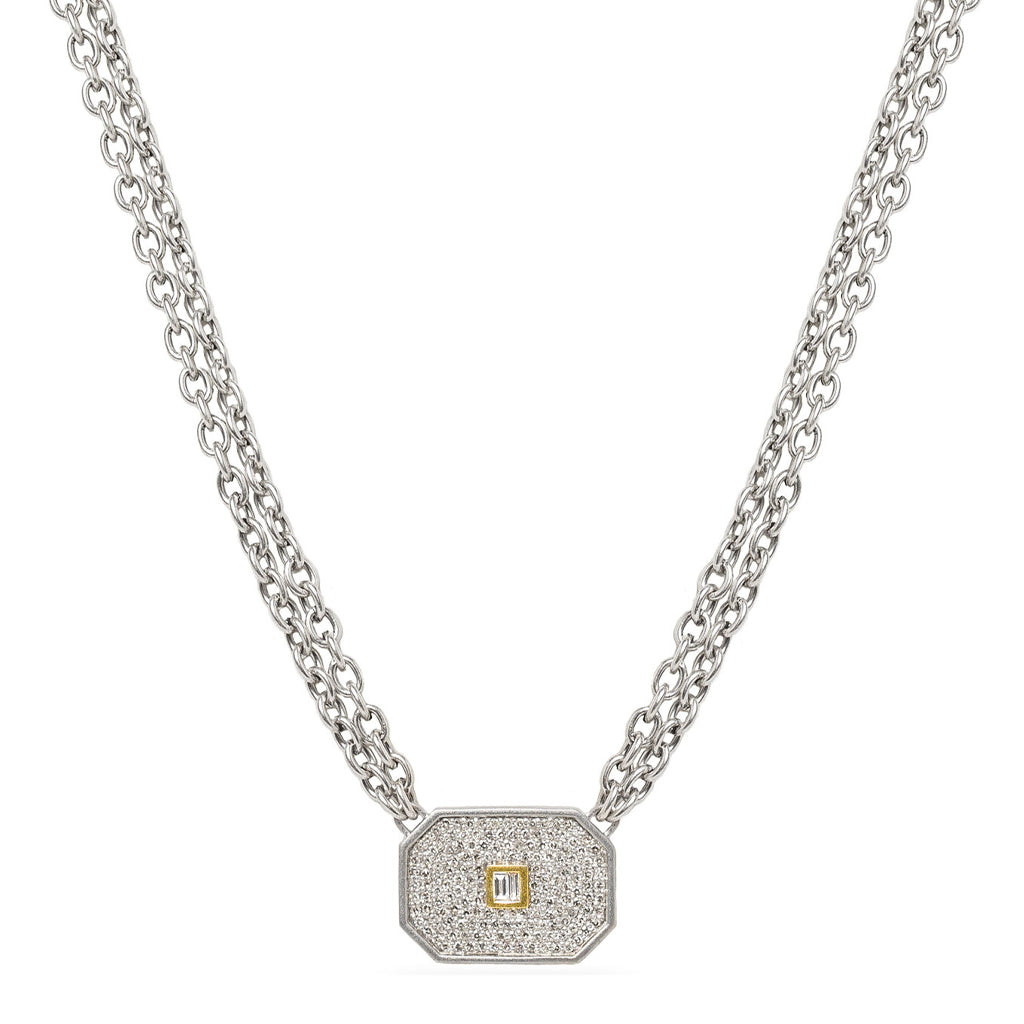 'Athena' Chamfered Rectangle Pendant Necklace