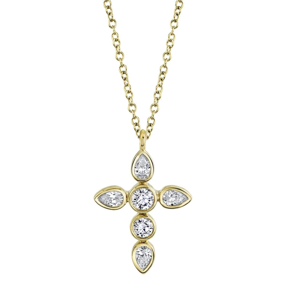 Bezel Set Diamond Cross Necklace