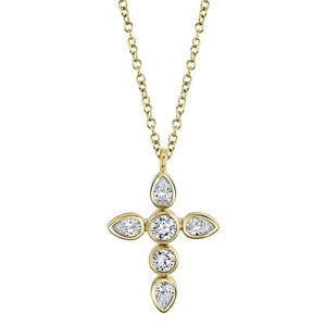 Bezel Set Diamond Cross Necklace