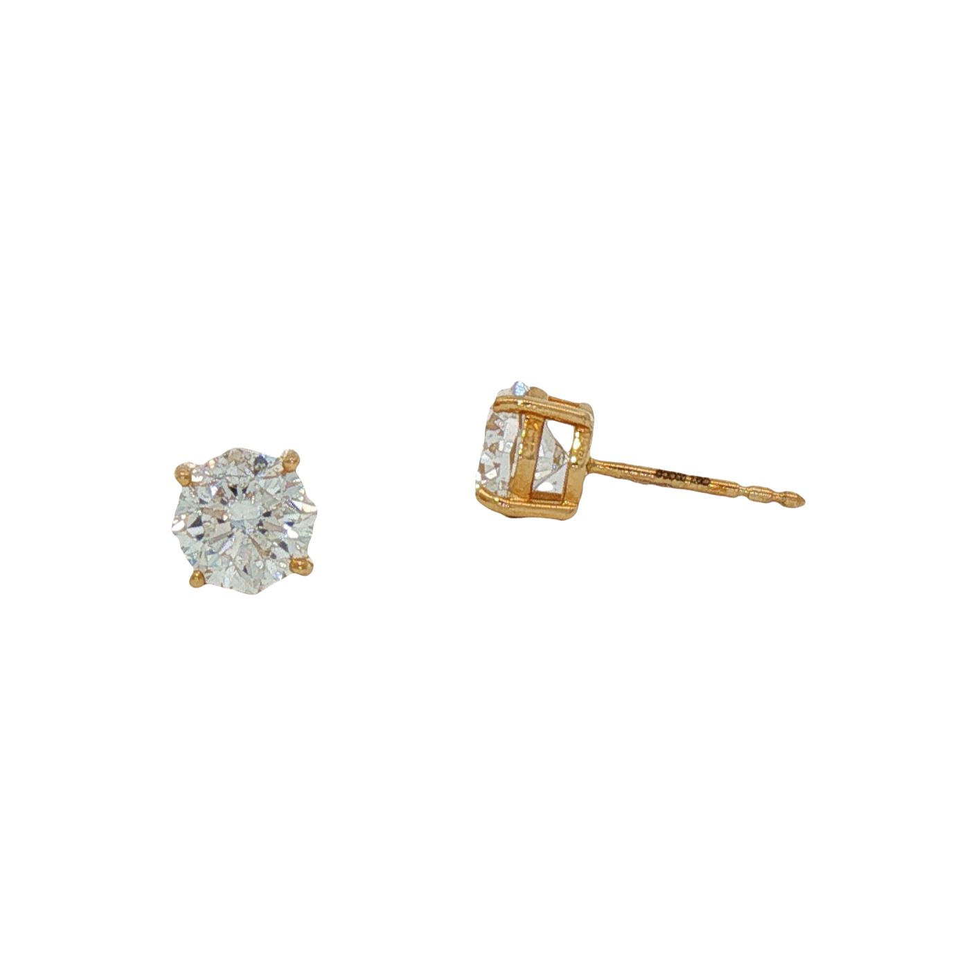 Yellow Gold Octagon Cut LAB GROWN Diamond Earring