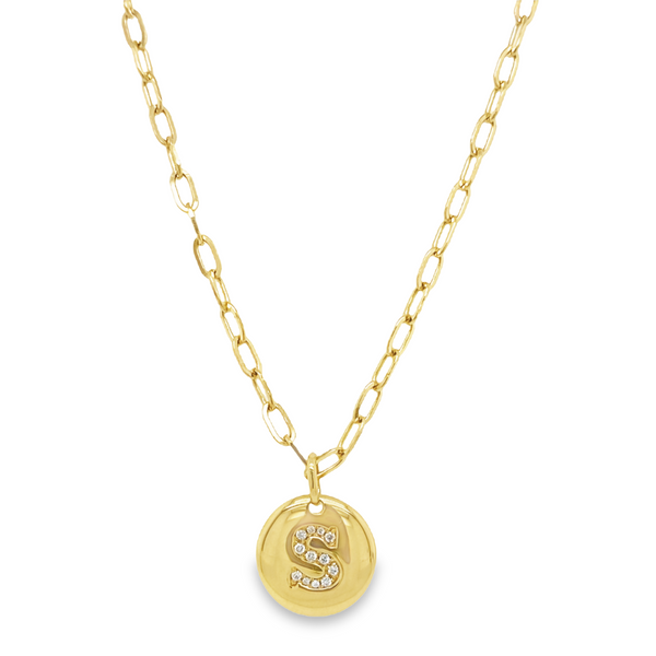 Initial Disc Charm Necklace