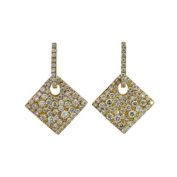 Square Disc Diamond Earrings