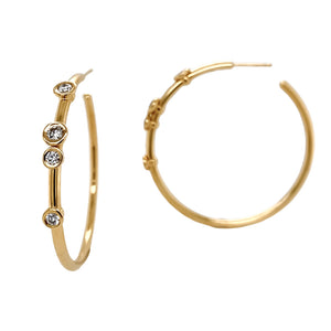 Bezel Set Diamond Hoop Earring