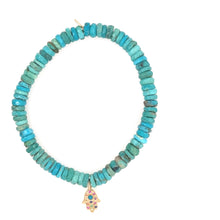 Hamsa charm with turquoise beads bracelet