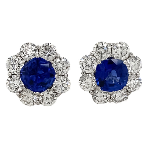 Sapphire and Diamond Flower Earring