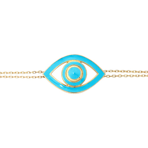 Turquoise Enamel Big Eye Bracelet
