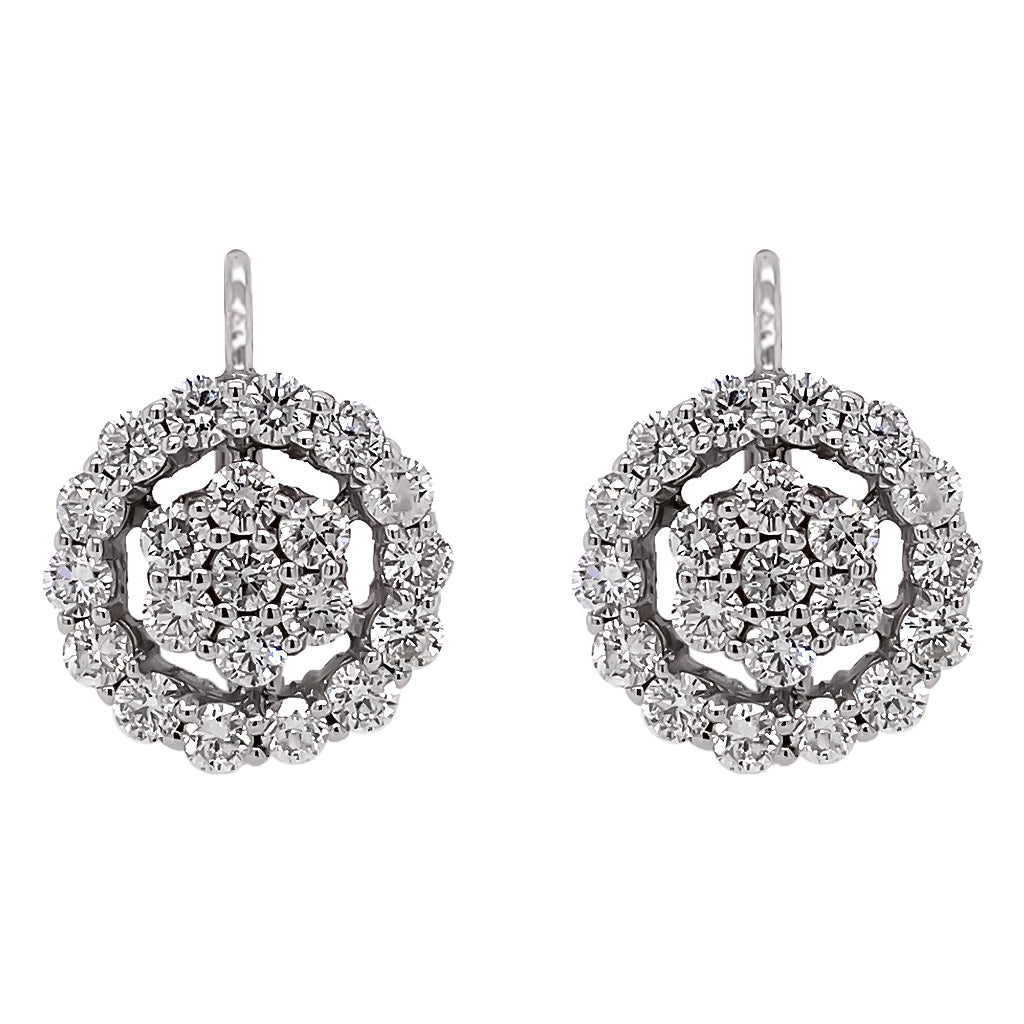 Diamond Cluster Drop Earrings