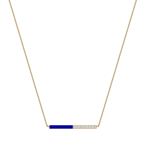 Blue Enamel Bar Necklace