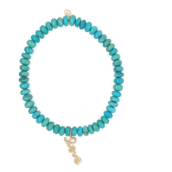 Turquoise Bead Bracelet with Charm
