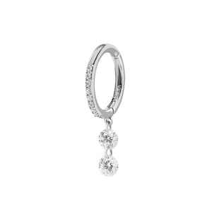 Double Diamond Huggie Earring