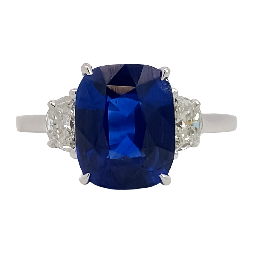 Sapphre and Diamond Three Stone Ring