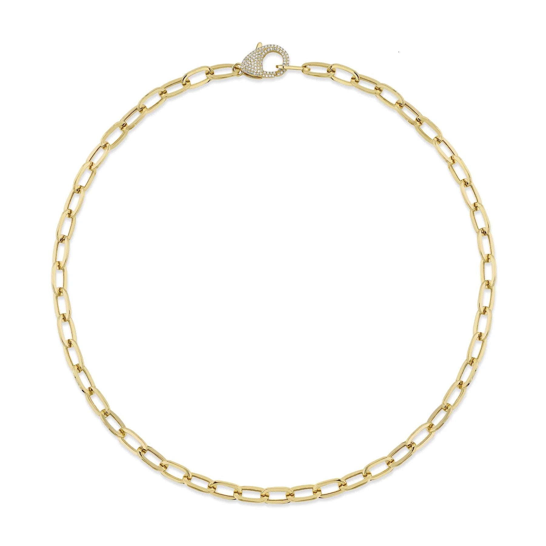 Paperclip Necklace with Diamond Pave Clasp