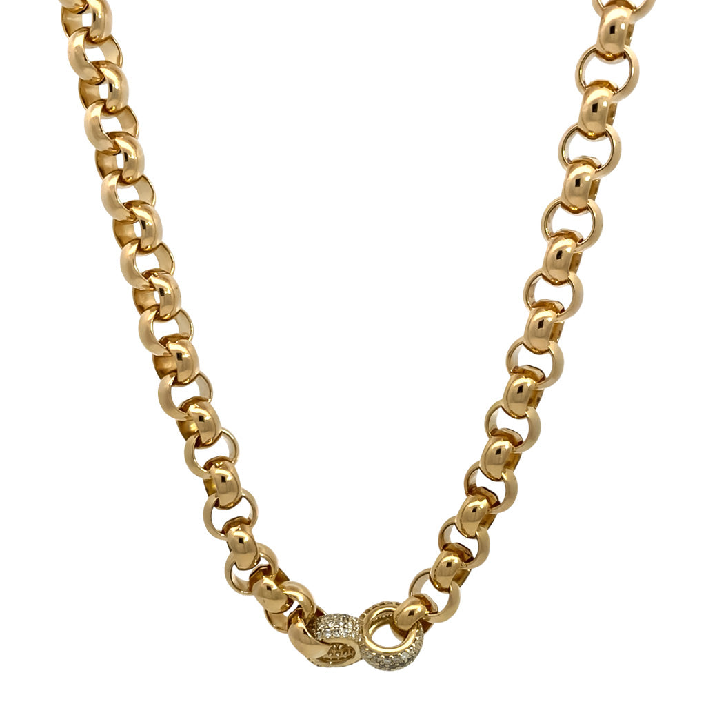Two Diamond Link Rolo Chain Necklace