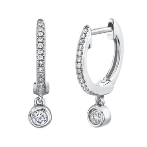 Bezel Drop Huggie Earrings