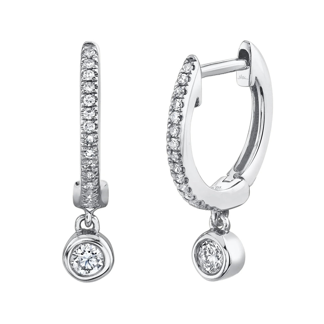 Bezel Drop Huggie Earrings