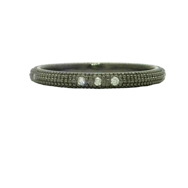 Textured Sterling Silver and Diamond Band