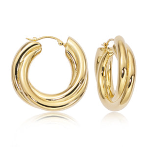 Medium Triple Twisted Hoop Earrings