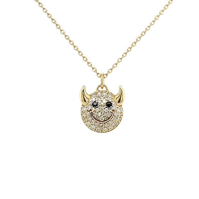 Diamond Devil Smiley Face Necklace