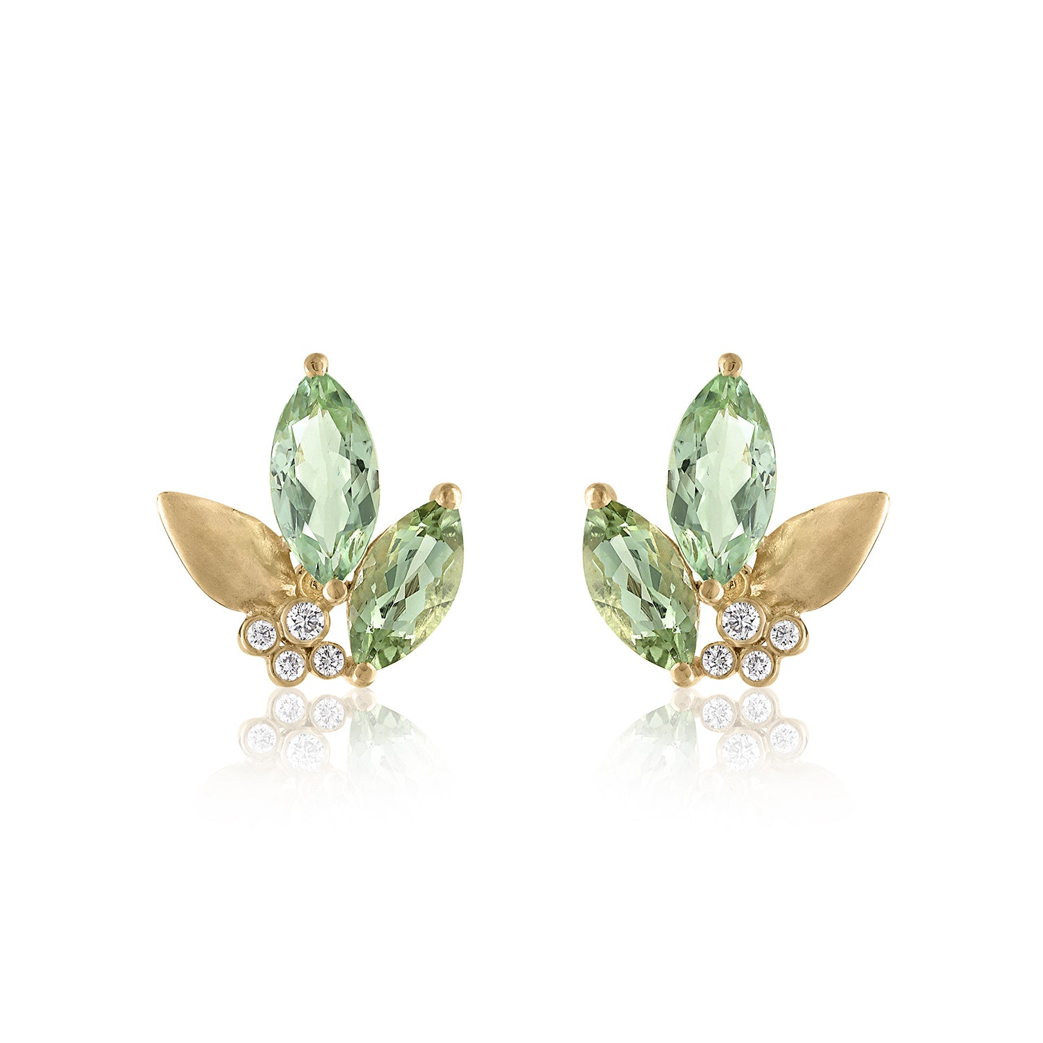'Flora' Three Leaf Stud Earrings