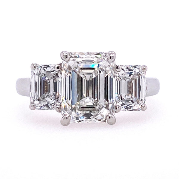 Emerald Cut Three Stone Diamond Ring