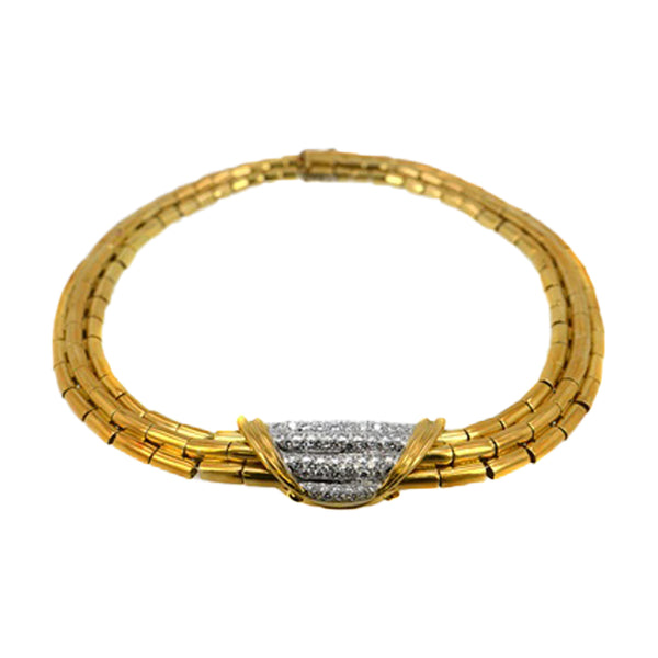 The Vintage Collection <p>Gold and Diamond Collar Statement Necklace