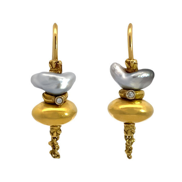 Keshi Pearl and Chain Earrings