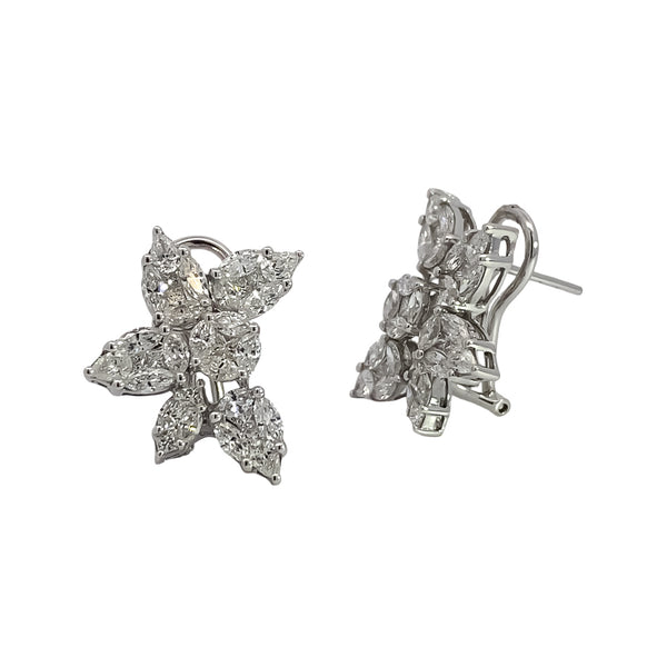 Fancy Flower Diamond Earrings
