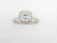 White Gold Pave Halo Cushion Cut Ring