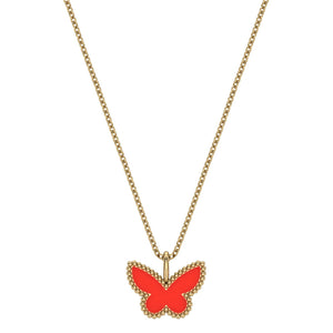 Two Sided Enamel Butterfly Necklace