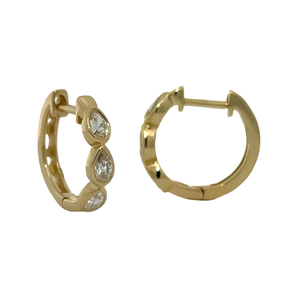 Diamond Bezel Pear Shape Earrings