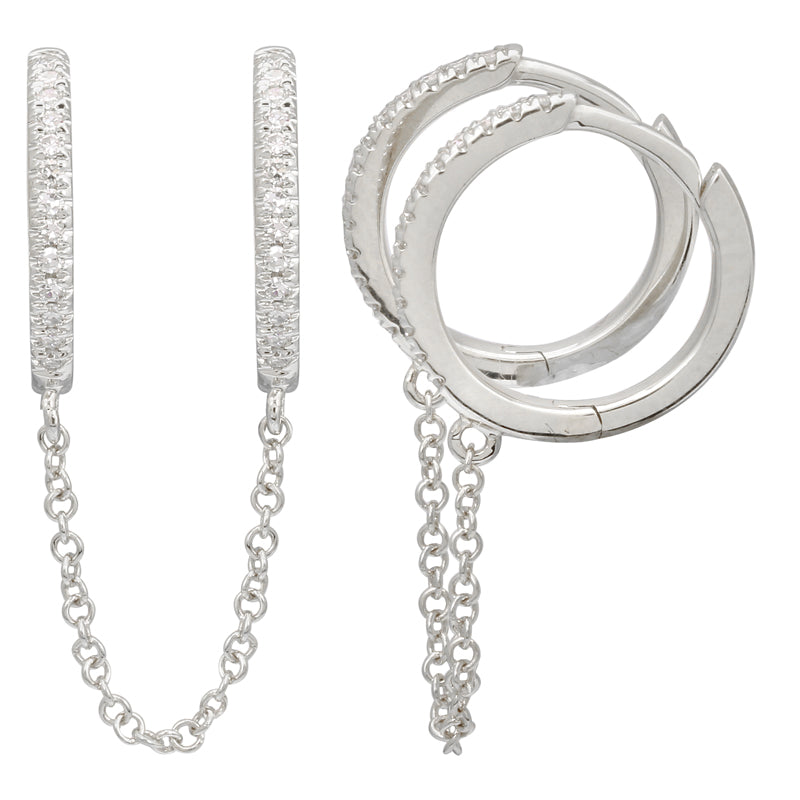 Double Huggie Chain Earrings