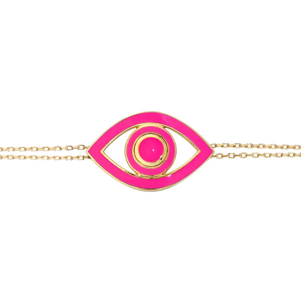 Pink Enamel Big Eye Bracelet