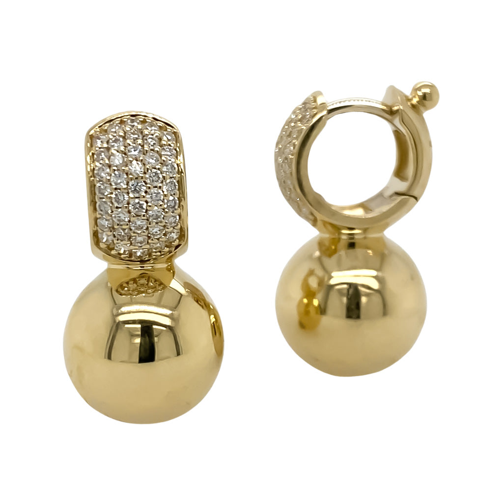 Diamond and Gold Ball Earrings