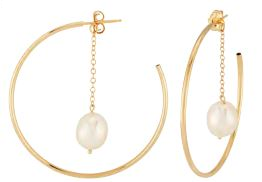 Pearl Dangle Hoop Earring