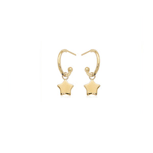 Gold Huggie Star Drop Earrings