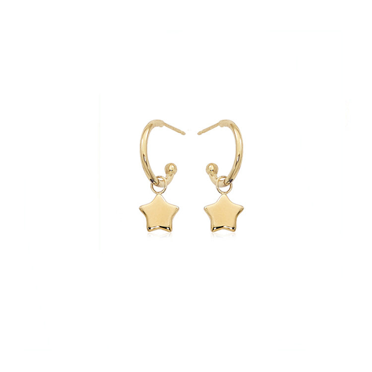 Gold Huggie Star Drop Earrings