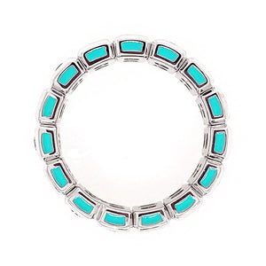Flexible Diamond and Turquoise Enamel Ring