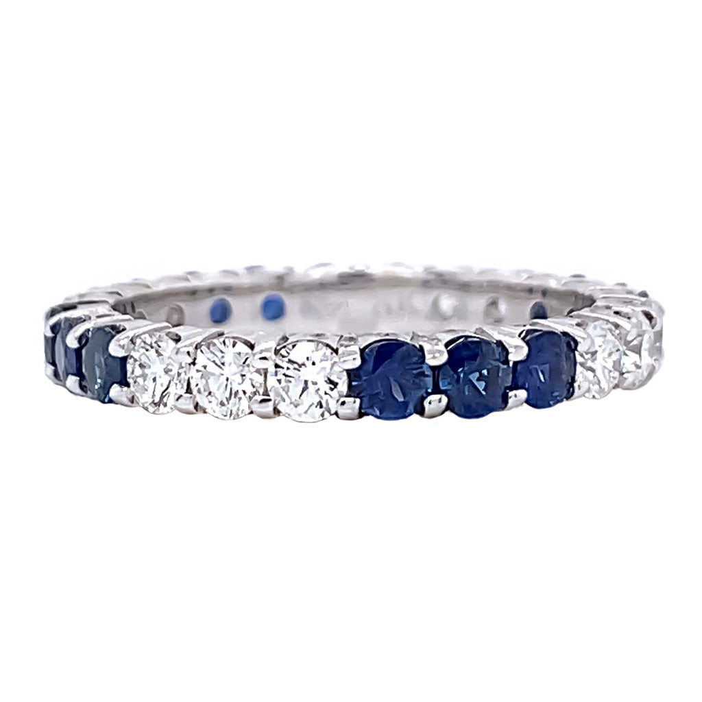 Diamond and sapphire half eternity ring Clearance