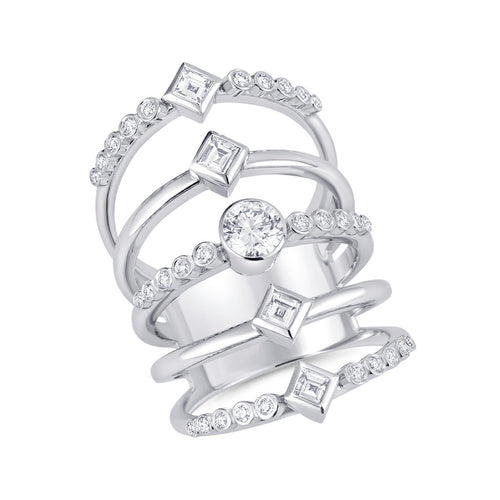 5 strand diamond shield ring