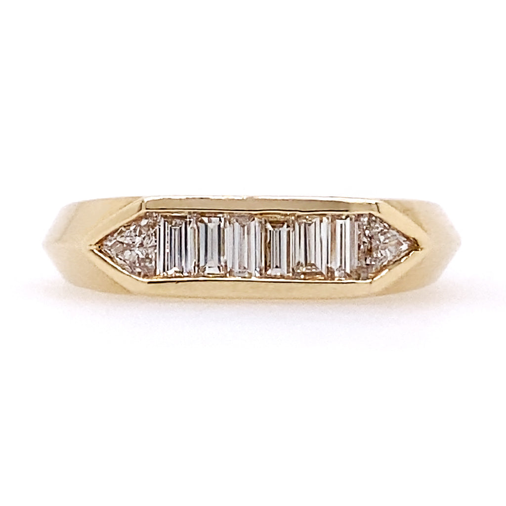 baguette and trillion diamond ring