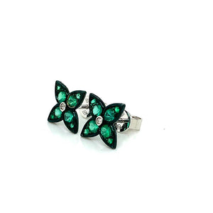 Diamond & Emerald Flower Earring