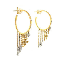 Gold & Diamond Dangling Hoop Earrings
