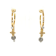 Gold & Diamond Dangling Hoop Earrings