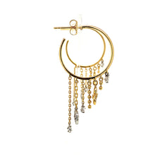 Gold & Diamond Dangling Hoop Earrings