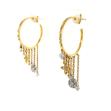 Gold & Diamond Dangling Hoop Earrings