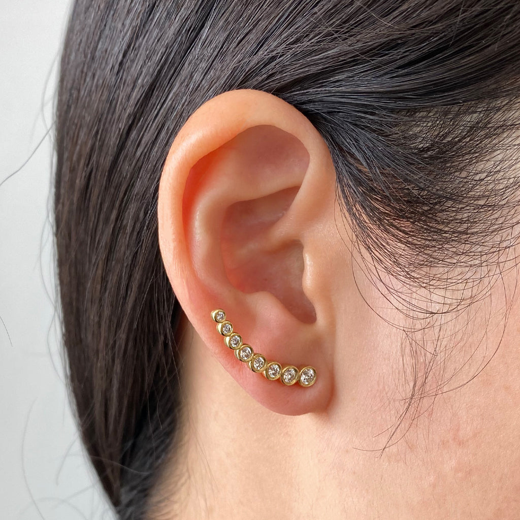 Single Left Ear Eight Stone Climber Earring