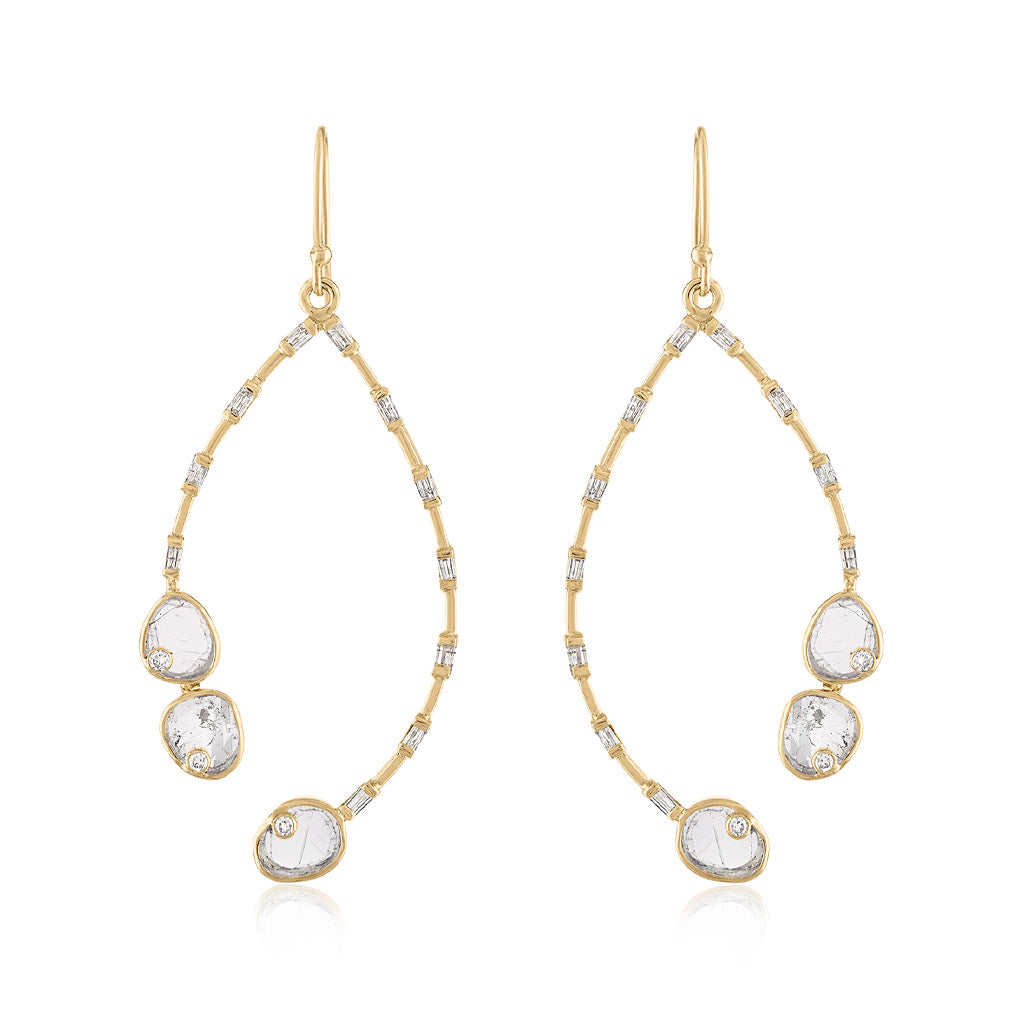 Linear Diamond Slice Earrings
