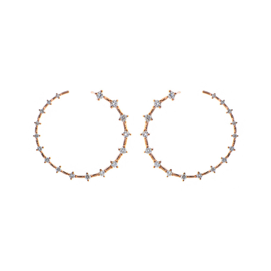 Graduated Diamond Hoop Earrings