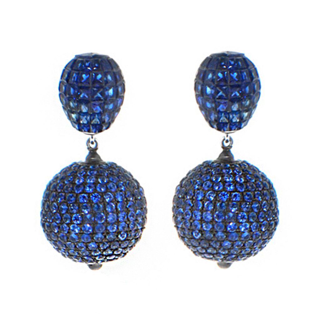 sapphire ball drop earrings