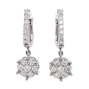 Diamond flower drop earring